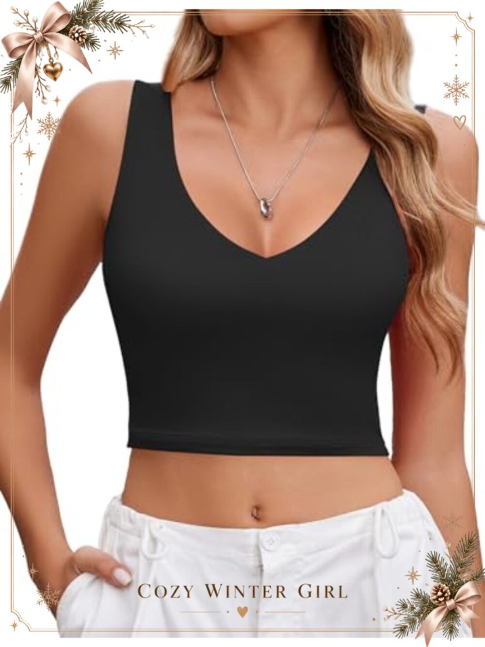 Avidlove Sexy Crop Plunge Tank Top Deep V Neck Sleeveless Slim Fit Y2K Cami